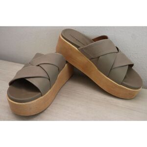 Lucky Brand Women's Sz 10M Dune/Brown Dikona Strappy Wedge Sandals